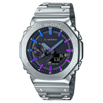 Digital Sports Electronic Unisex Watch Full Function LED Alloy Large Dial World Time Steel Strap GMB Oak Series