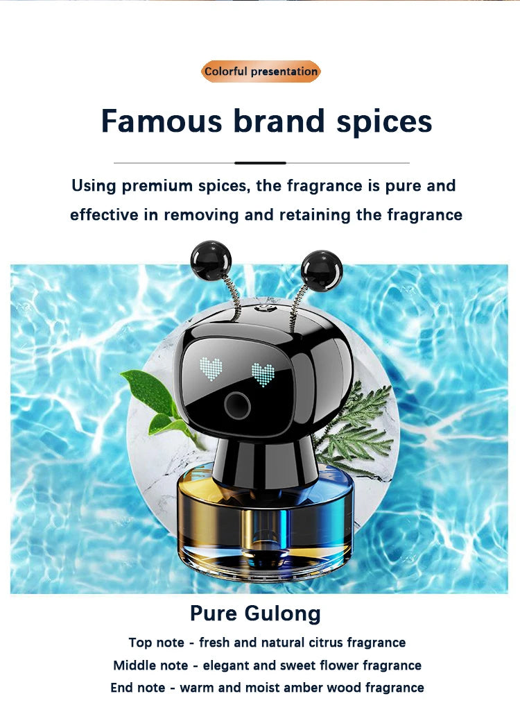 Smart Car Air Freshener AI Rechargeable Car Aroma Diffuser Smart eyes 4 Levels of Adjustable Intelligent Car Diffuser Gift
