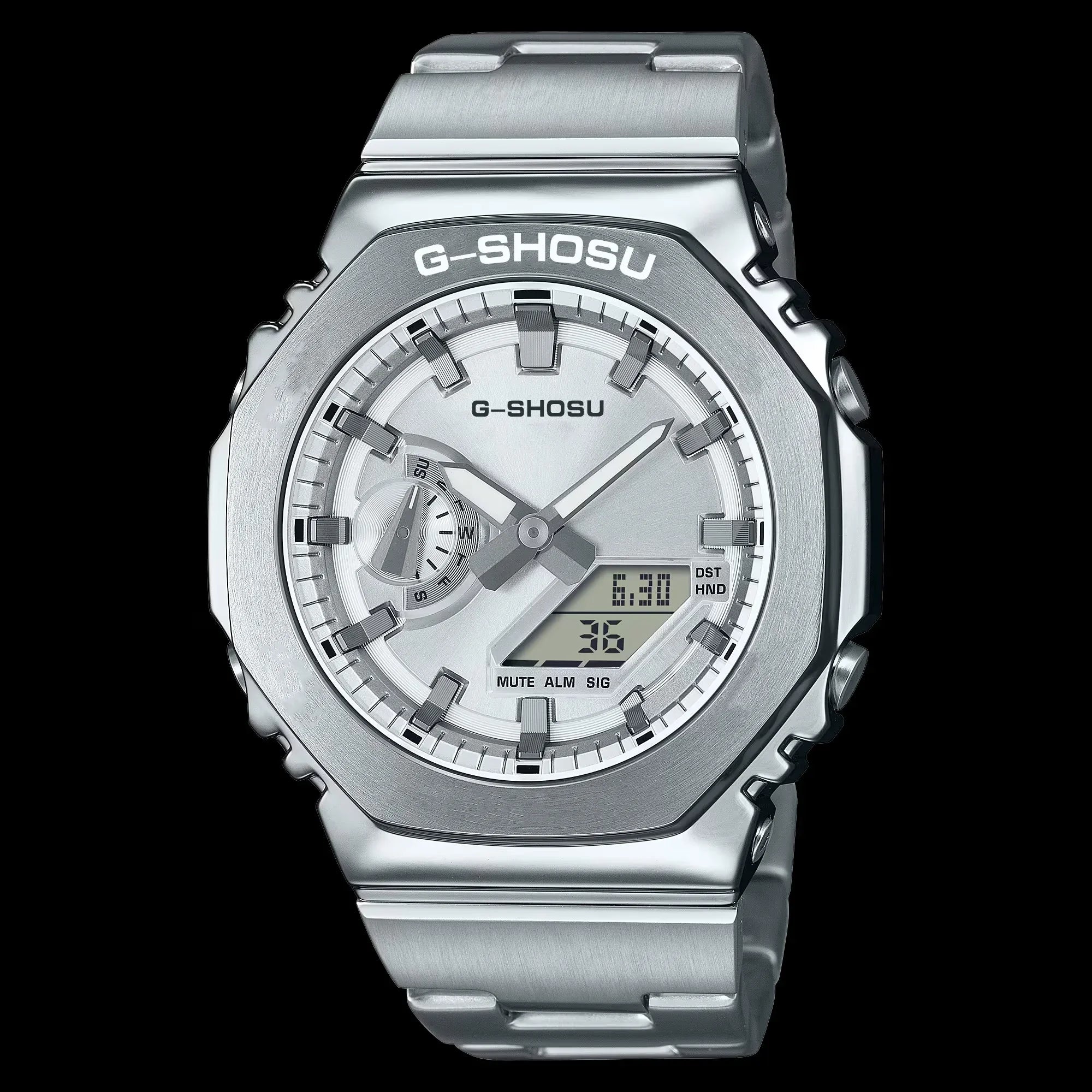 Sports Digital Electronic Unisex Watch Steel Strap Large Dial LED World Time All Hands Operational