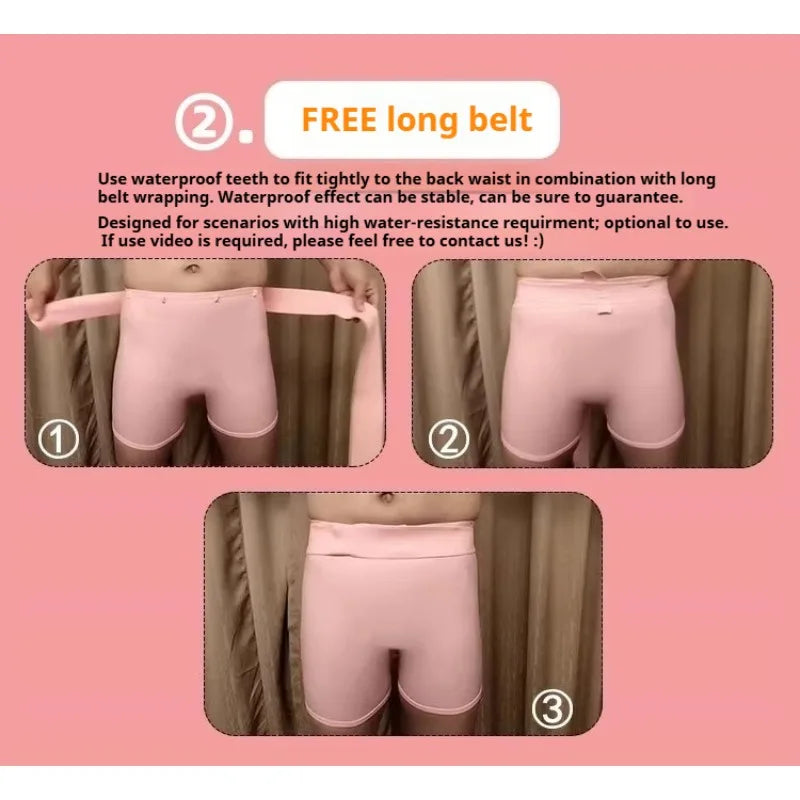 Waterproof Silicone Swim Trunks Quick-Dry Anti-Bacterial Beach Swimming Shorts Men Women High-Waisted Pool Water Park Rafting