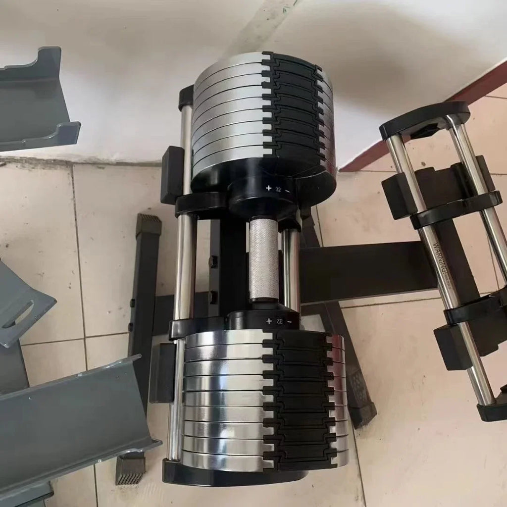 2024 New Arrivals Premium Quality 32kg 36kg 80lb 90lb 100lb 2kg Increments Adjustable Dumbbell with Bracket