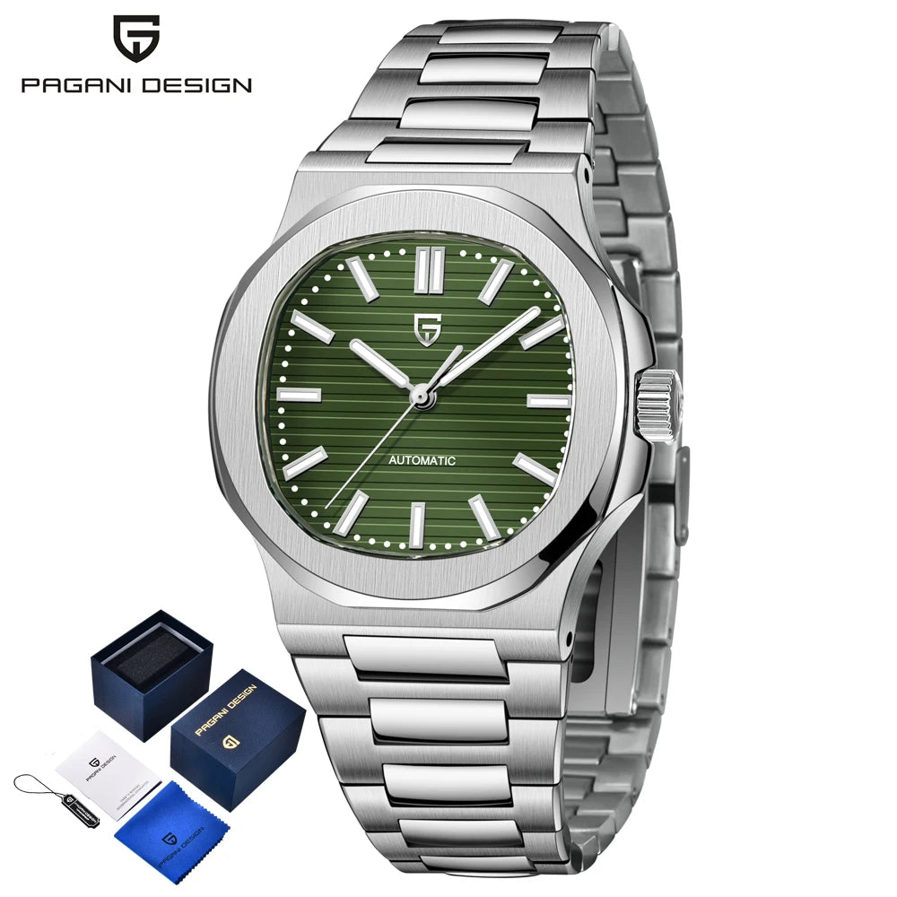 PAGANI DESIGN men's 1728 luxury Retro Mechanical Watch Men's Gift box stainless steel Sapphire glass 100m waterproof Men's Watch
