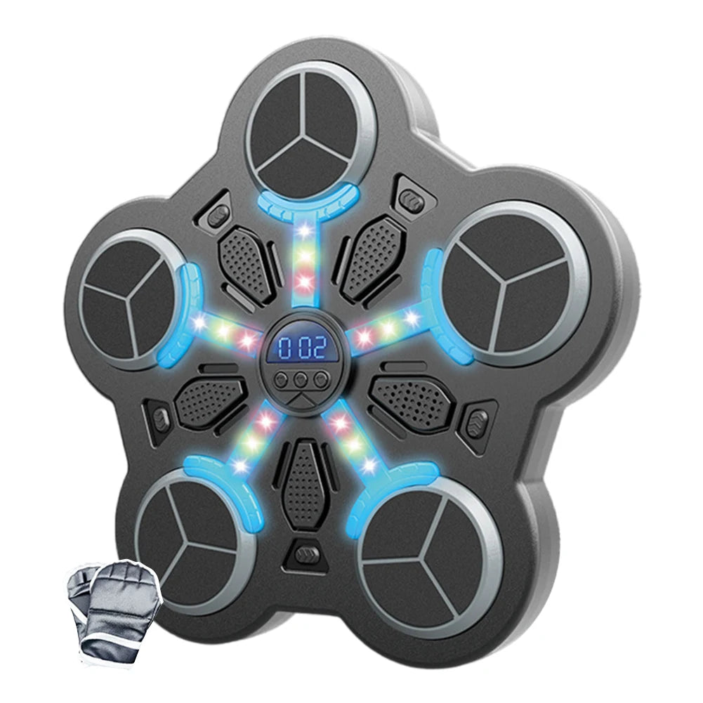 Music Boxing Machine Boxing Wall Target Adjustable Speed Smart Boxing Training Machine with Gloves USB Rechargeable for Home Gym