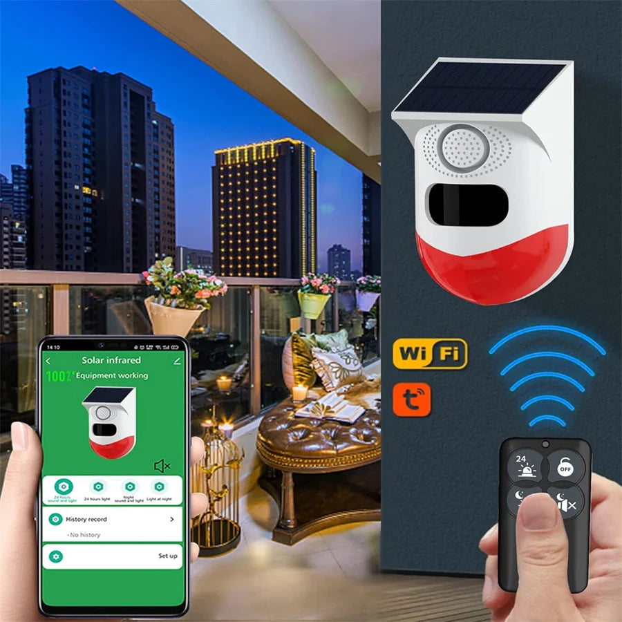 Smart Tuya Home Security WIFI APP Control PIR Sensor Alarm Detector Waterproof 120db Loud Sound Security Siren Strobe Light