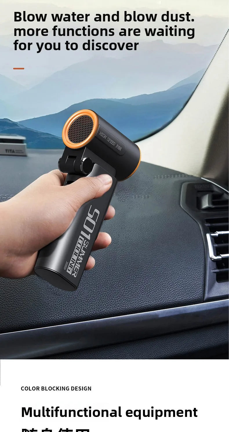 Handheld Fan, Turbo Power High Speed Air, USB Charging, Foldable Otdoor Portable Small Fan, LED Digital Display Turbo Fan