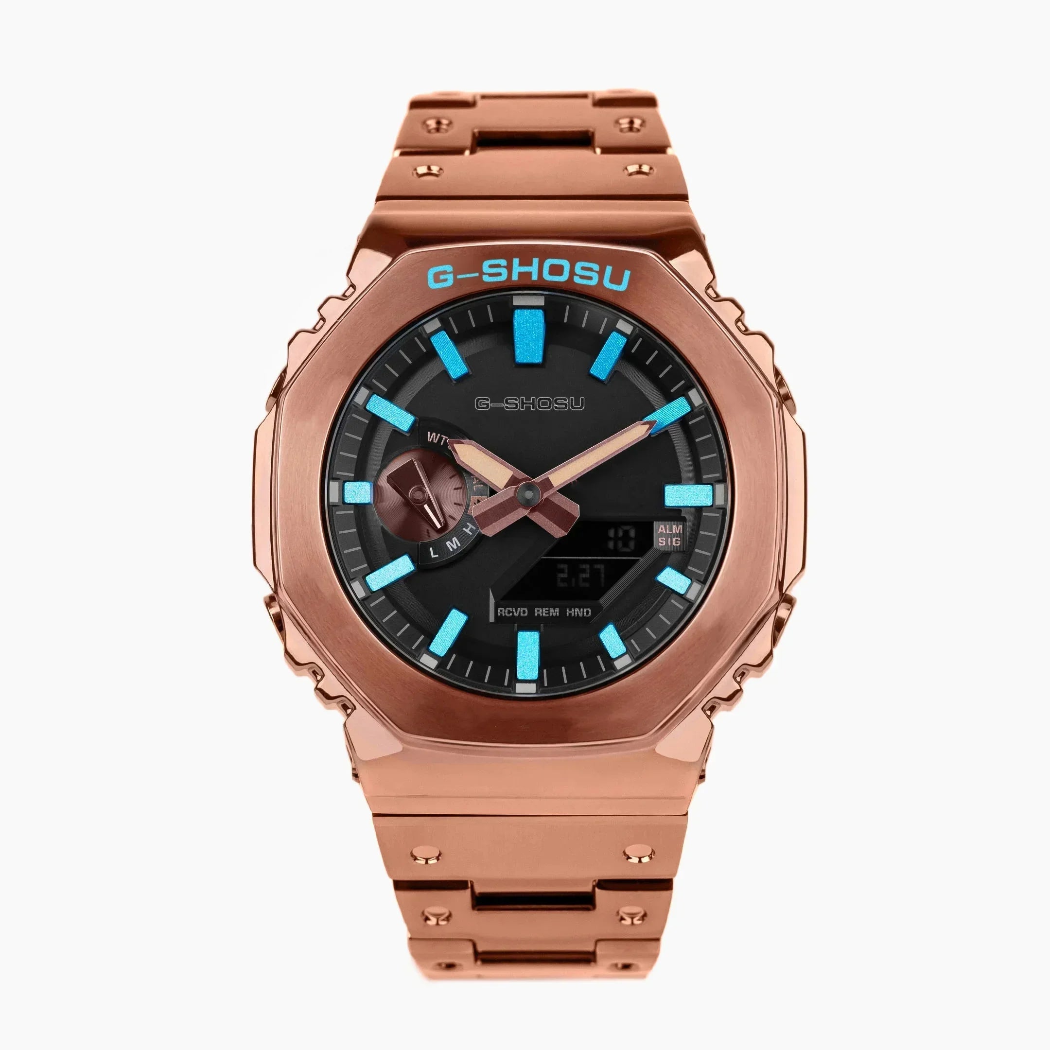 Unisex Digital Electronic Watch Full Function World Time Alloy LED Dual Display Steel Strap Large Dial GMB Series