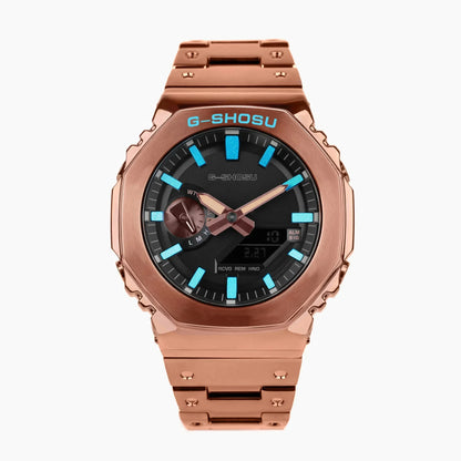 Unisex Digital Electronic Watch Full Function World Time Alloy LED Dual Display Steel Strap Large Dial GMB Series