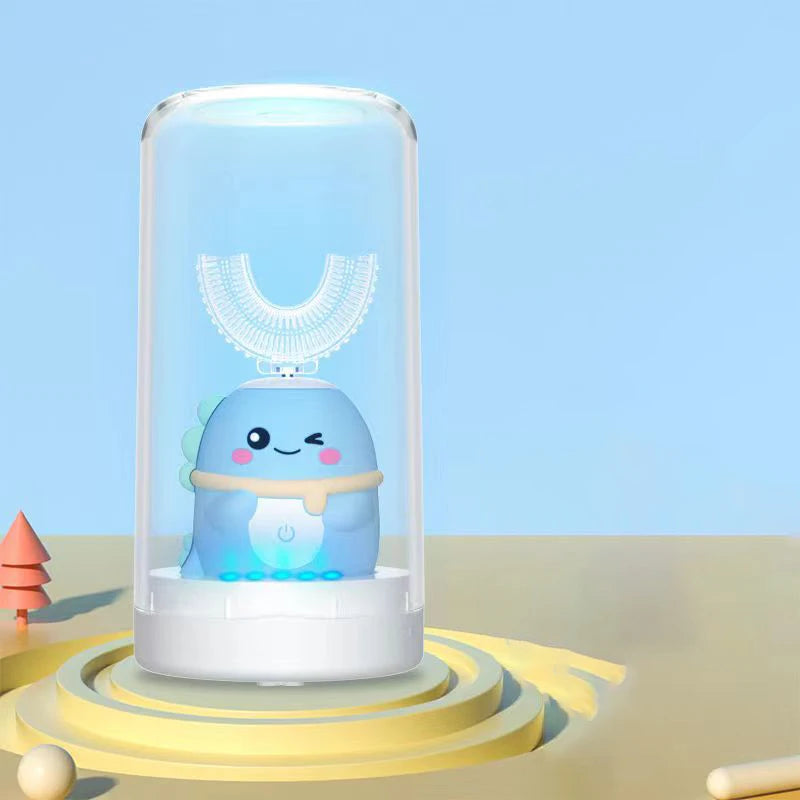 360Degrees Sonic Electric Toothbrush U Shape for Kids Children Intelligent Automatic USB Charging Blue Light for Tooth Whitening