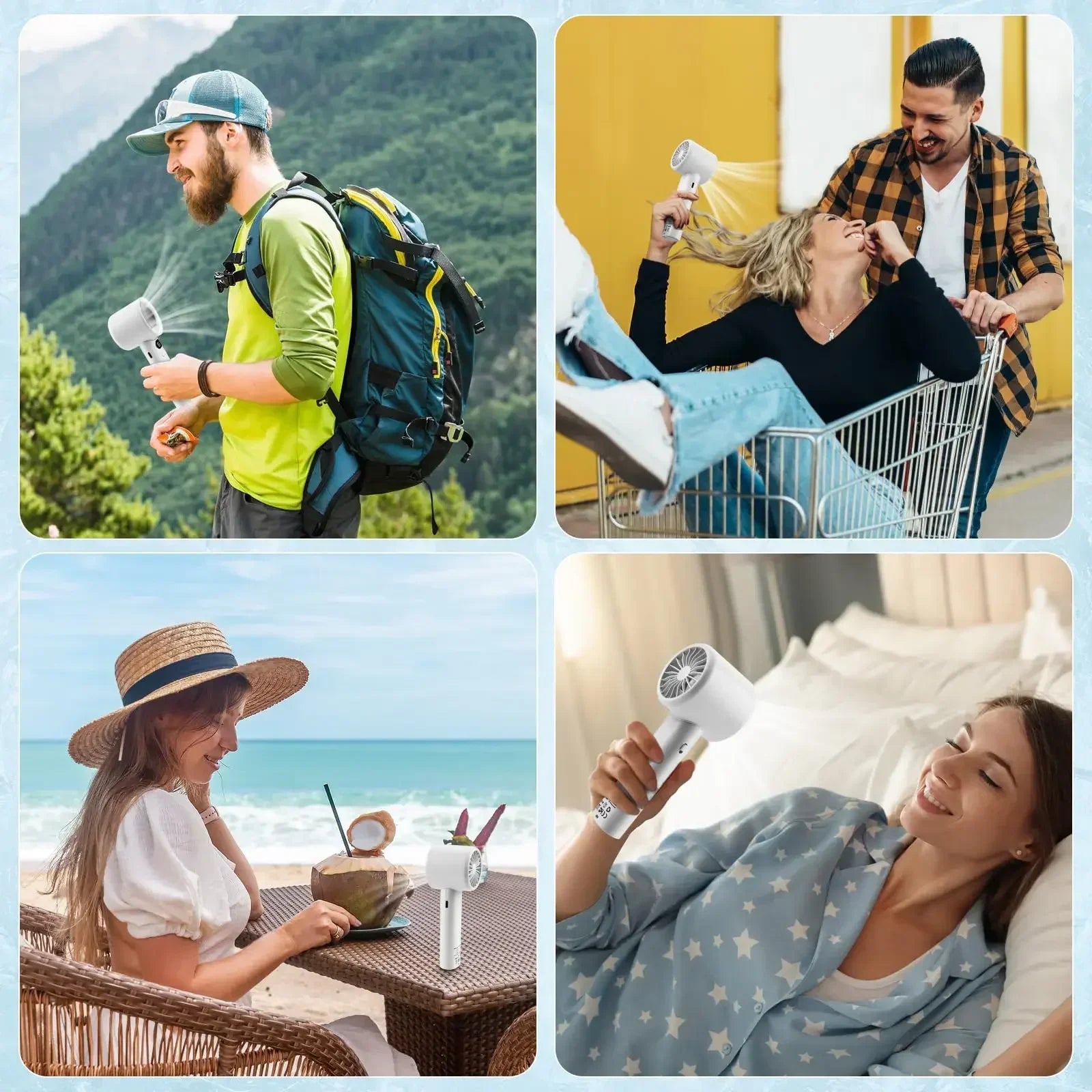 Portable Handheld Fan Turbo Fan High Speed Powerful with USB for Outdoor Camping Travel Desktop Folding Summer