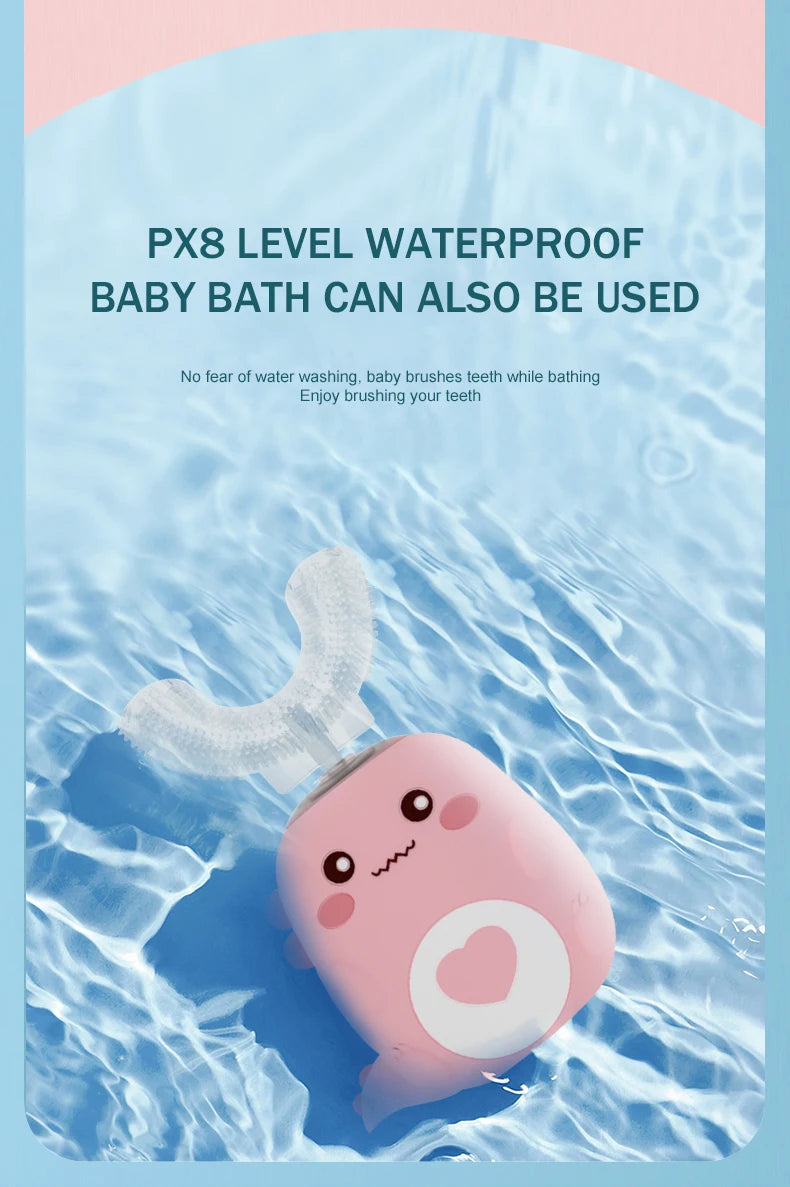 Children U-shaped Electric Toothbrush 360 Degrees Smart Cartoon Kids silicone Toothbrush Automatic Rechargeable Sonic Toothbrush