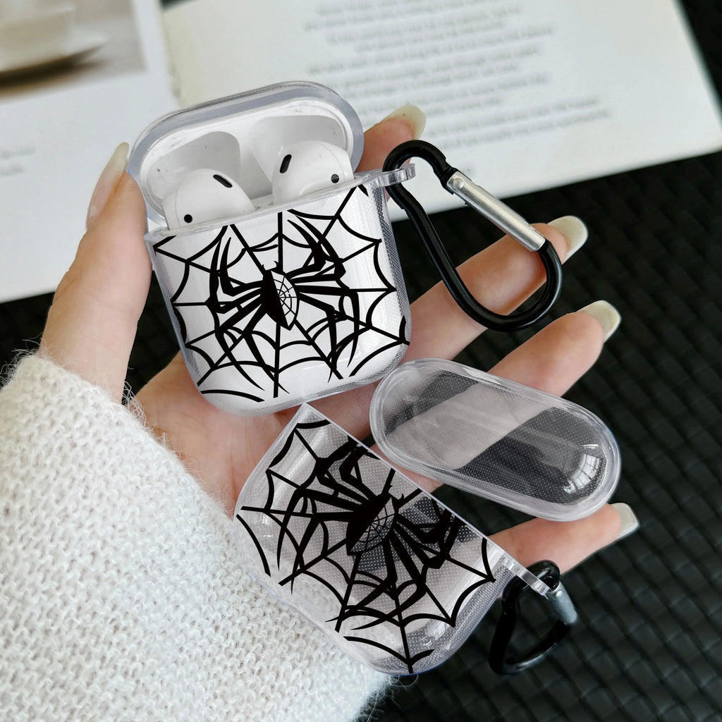 Transparent Spider Headphone Case For Airpods Pro 2 TPU Soft Cover For AirPods 1 2 3 4 Pro Rose Red Headphone Protective Case