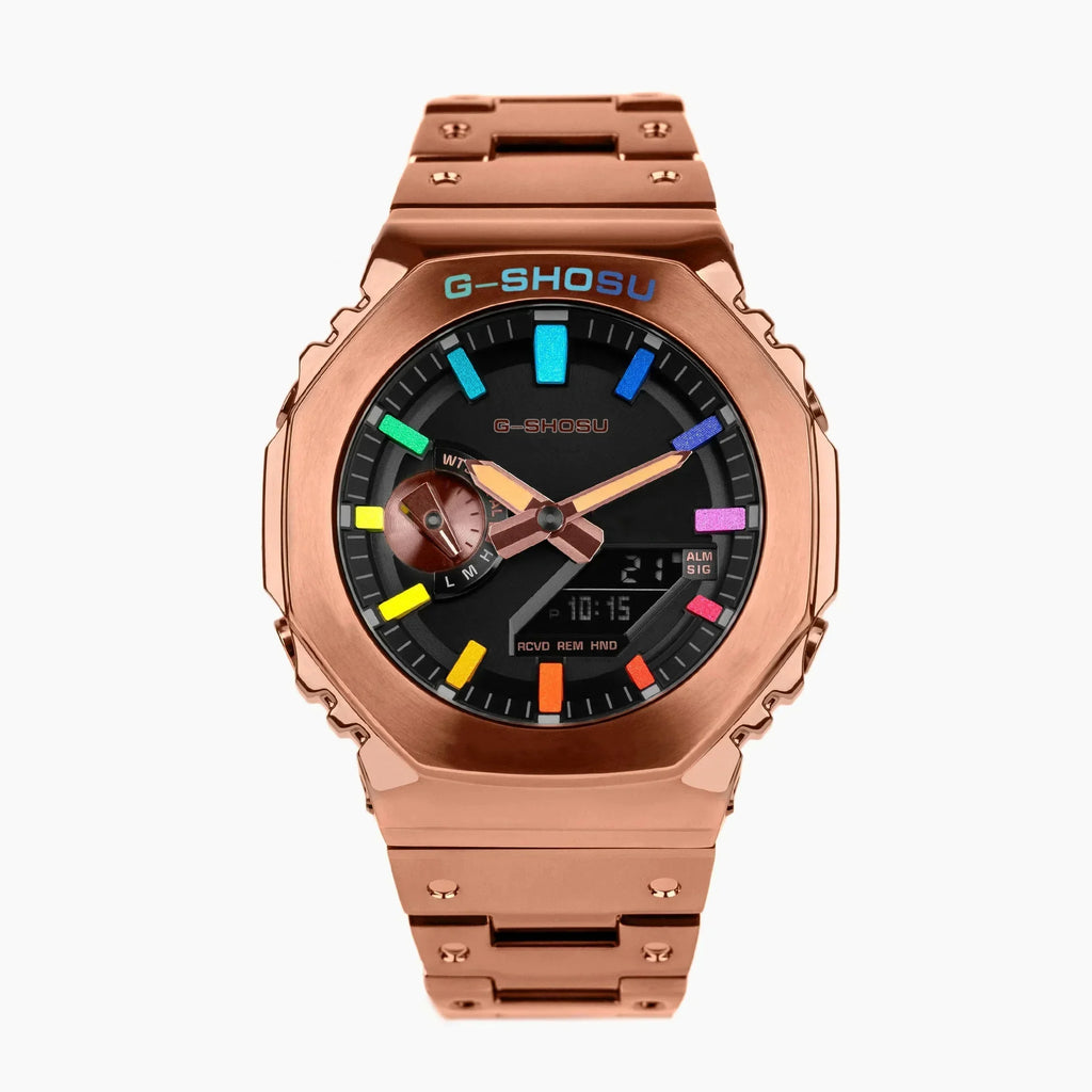 Unisex Digital Electronic Watch Full Function World Time Alloy LED Dual Display Steel Strap Large Dial GMB Series