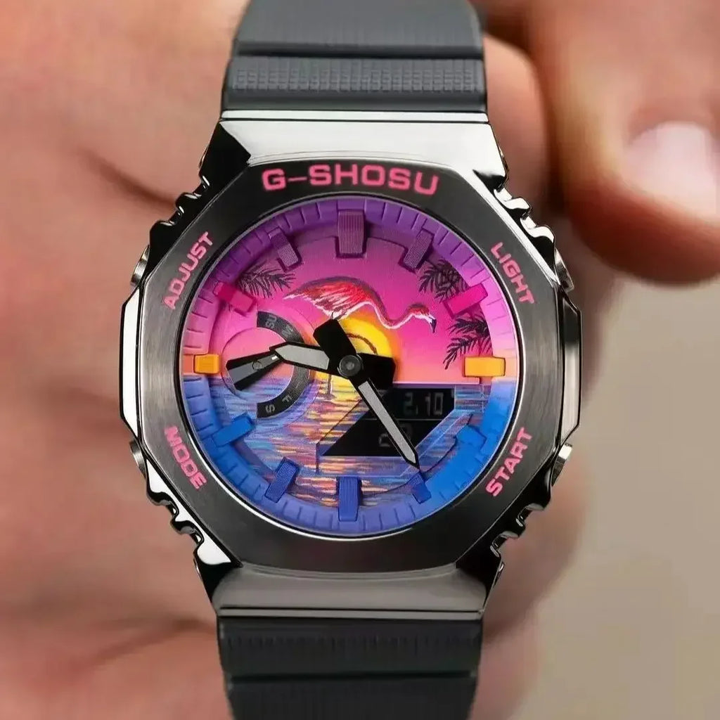 Unisex Sports Electronic Watch Alloy Dial World Time Full Function LED Dual Display Auto Light Shockproof