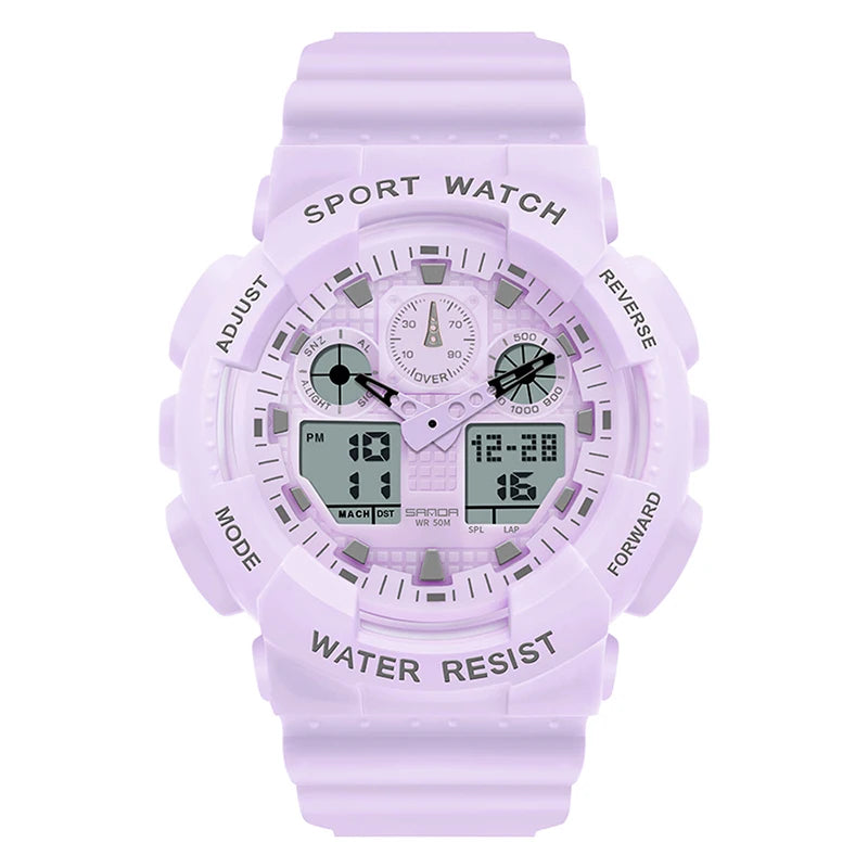 SANDA Multifunctional Sports Watch Waterproof Luminous Dual Movement Quartz Electronic Watch Fashion Couple Watch for Men Women