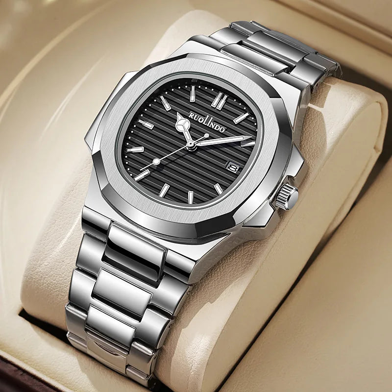 Luxury Watch Business 50 ATM Waterproof Male Clock Luminous Date Stainless Steel Square Quartz Men Watches reloj hombre 2025 New