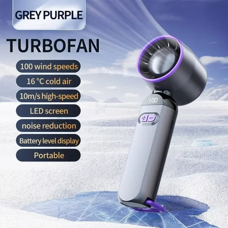 Portable Handheld Fan Turbo Fan High Speed Powerful with USB for Outdoor Camping Travel Desktop Folding Summer