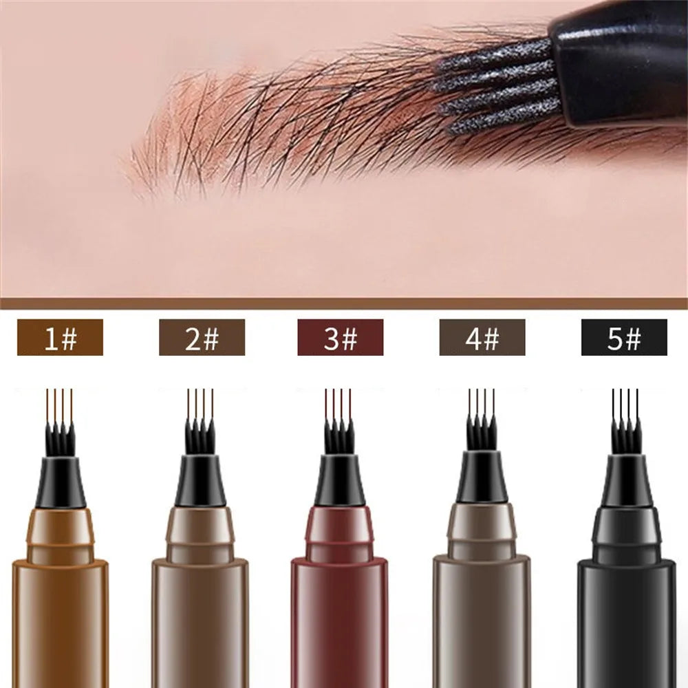 5 Colors Microblading Eyebrow Pen Waterproof Liquid Eyebrow Pencil Long Lasting Eyebrow Pen 4 Points Eye Brow Pen Cosmetics