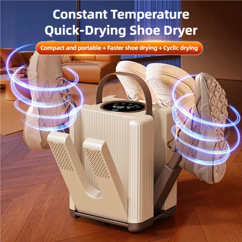 New 6-head shoe dryer can dry up to 3 pairs of shoes at a time. It quickly dries, deodorizes, disinfects, and has a smart timer