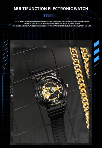 ACHENGY Military Men Sports Wristwatch Multifunction Men's Digital Watches Waterproof Clock Student Electronic Watch for man