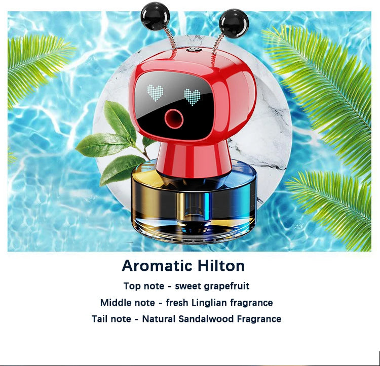 Smart Car Air Freshener AI Rechargeable Car Aroma Diffuser Smart eyes 4 Levels of Adjustable Intelligent Car Diffuser Gift