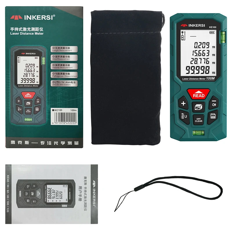 INKERSI Laser Rangefinder Digital Tape Measure 40M/70M/120m High Precision Laser Distance Meter Digital Roulette Range Finder