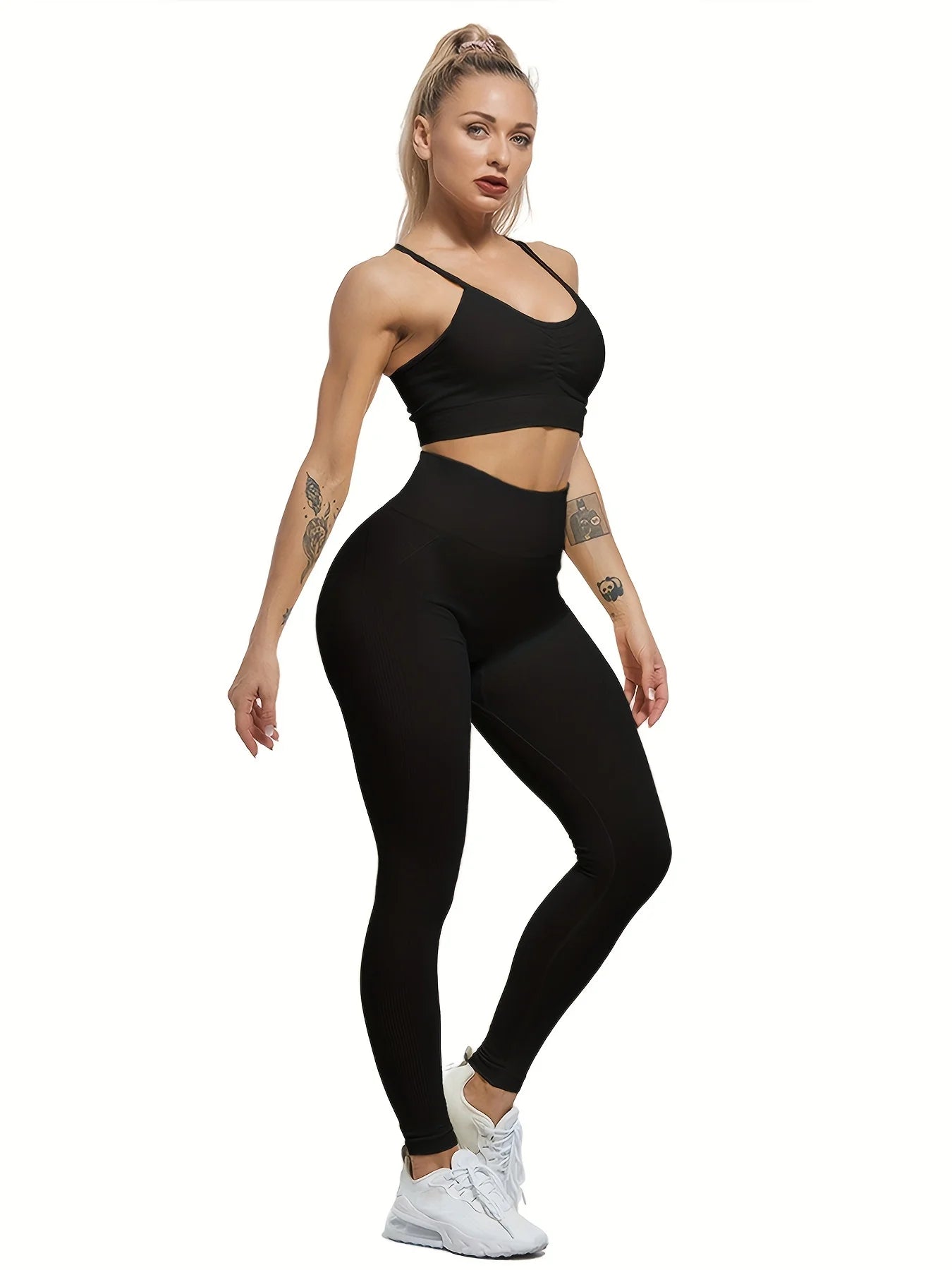 Women Sexy Solid Color Yoga Sports Leggings High Waist Quick-Dry Fitness Gym Cycling Slim Fit Pants