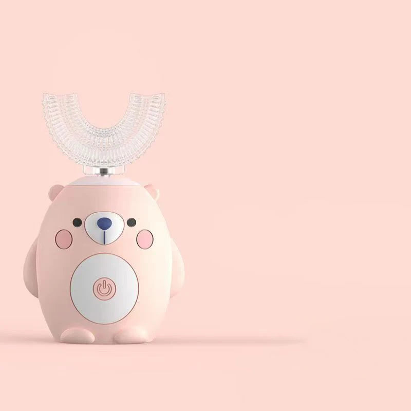 360° Sonic Electric Toothbrush for Kids Children U Shape Automatic Silicone Tooth Brush Smart Timer Rechargeable Blue Light IPX7