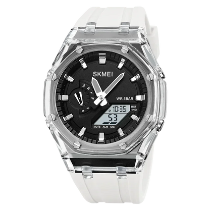 SKMEI 2100 Waterproof Men Watch Countdown Stopwatch Led Light Electronic Movement Wristwatch 5Alarm Clock 2 Time Digital Watches