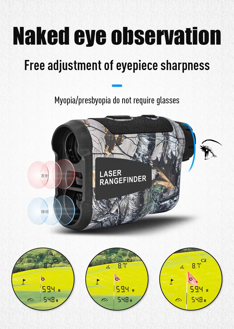Laser Rangefinder for Hunting Golf Range Finder Distance Meter Telescope Telemeter 600M 800M 1000M Ranging Slope Height Angle