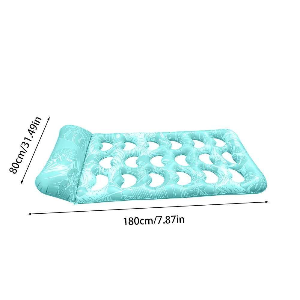 Inflatable Pool Float Lounger with Headrest Pool Floats Hammock Portable Floating Lounger Air Mattress for Swimming Pool Party