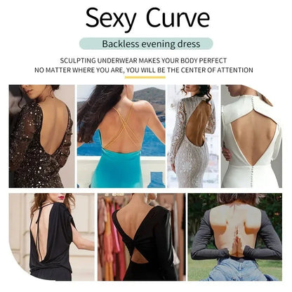 Women Shapers Underwear Backless Bodysuit Shapewear M L XL Deep V-Neck Body U Plunge Clear Strap Padded Push Up Corset