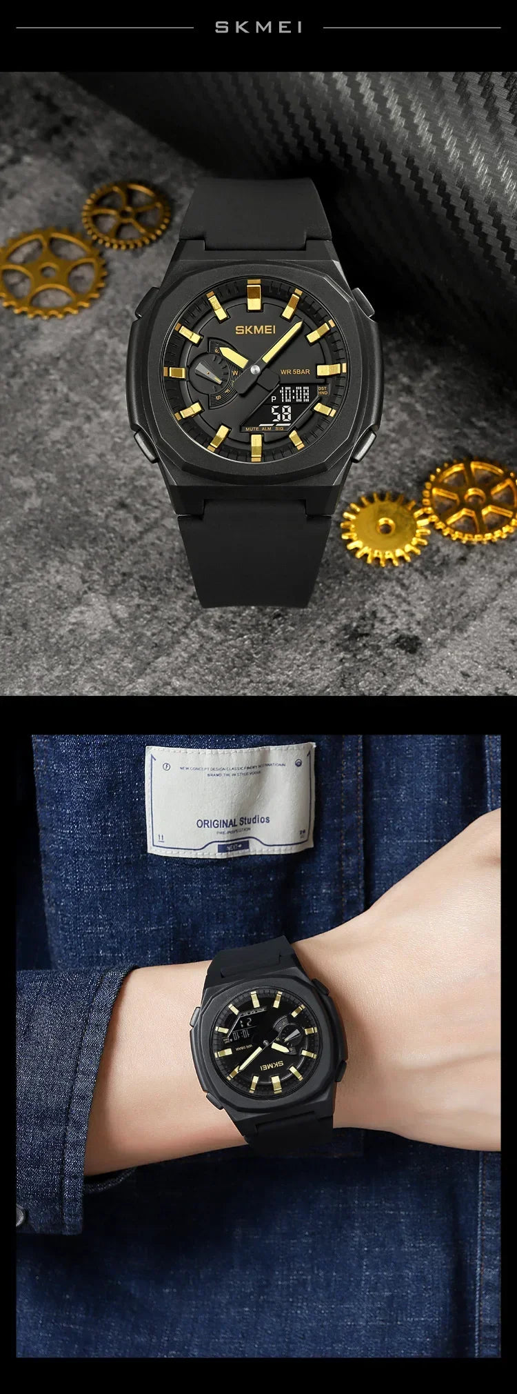 SKMEI 2091 5 Alarms Date Clock reloj hombre with Japan Digital Movement Sport Watches Waterproof Men Countdown Chrono Wriswatch