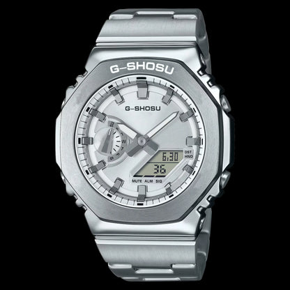 Electronic Digital Sports Unisex Watch Full Function LED Alloy Large Dial World Time Steel Strap GMB Oak Series