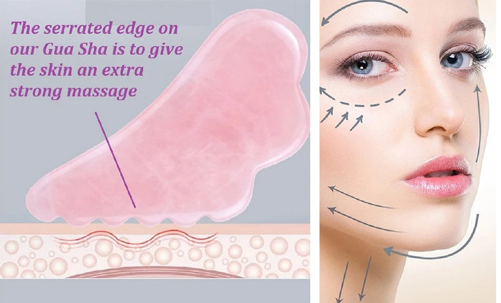 Gua Sha Massage Tool for Scraping Facial and Body Skin Massage Made of Rose Quartz Stone for Acupressure Scrapper Facial Tools