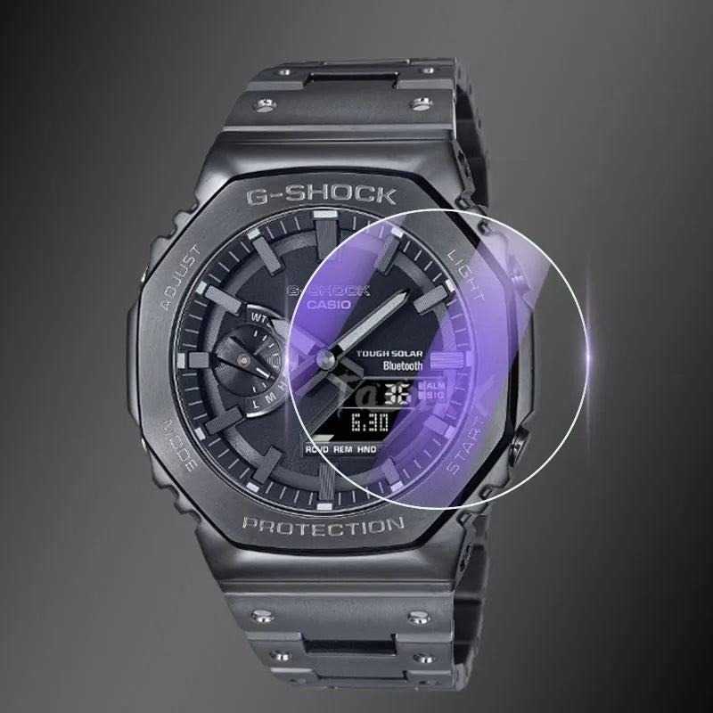 2Pcs For Casio GM-B2100 GM-2100 GA-2100 Smart Watch 2.5D Slim Clear / Anti Purple Light 9H Tempered Glass Screen Protector Film