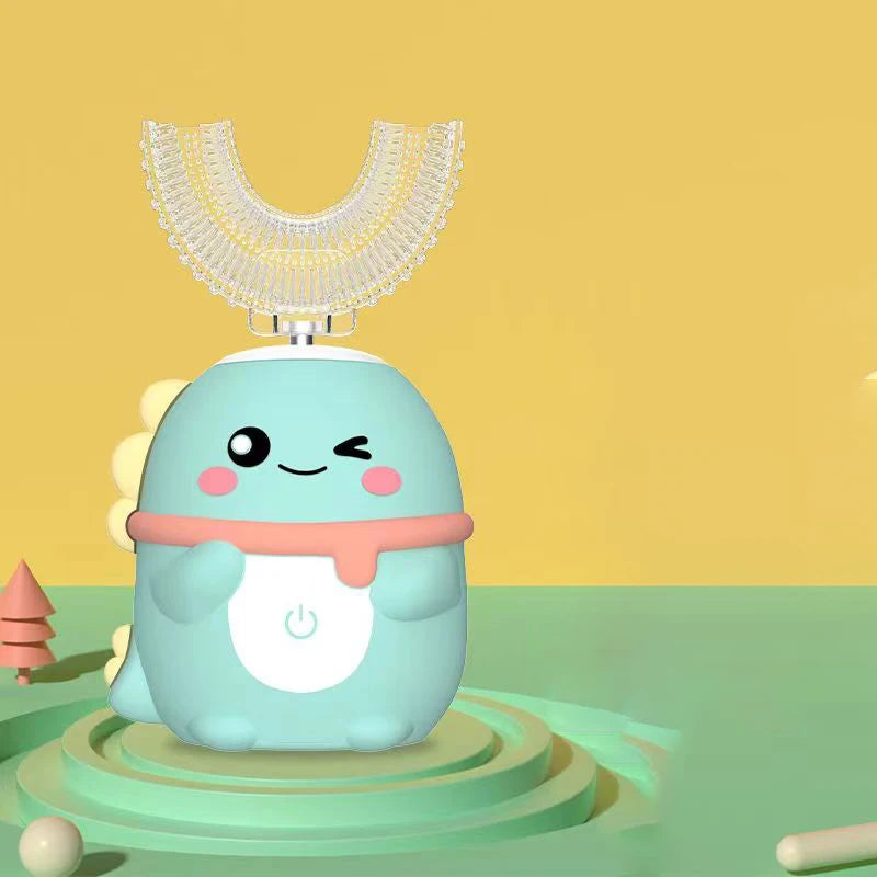 360Degrees Sonic Electric Toothbrush U Shape for Kids Children Intelligent Automatic USB Charging Blue Light for Tooth Whitening