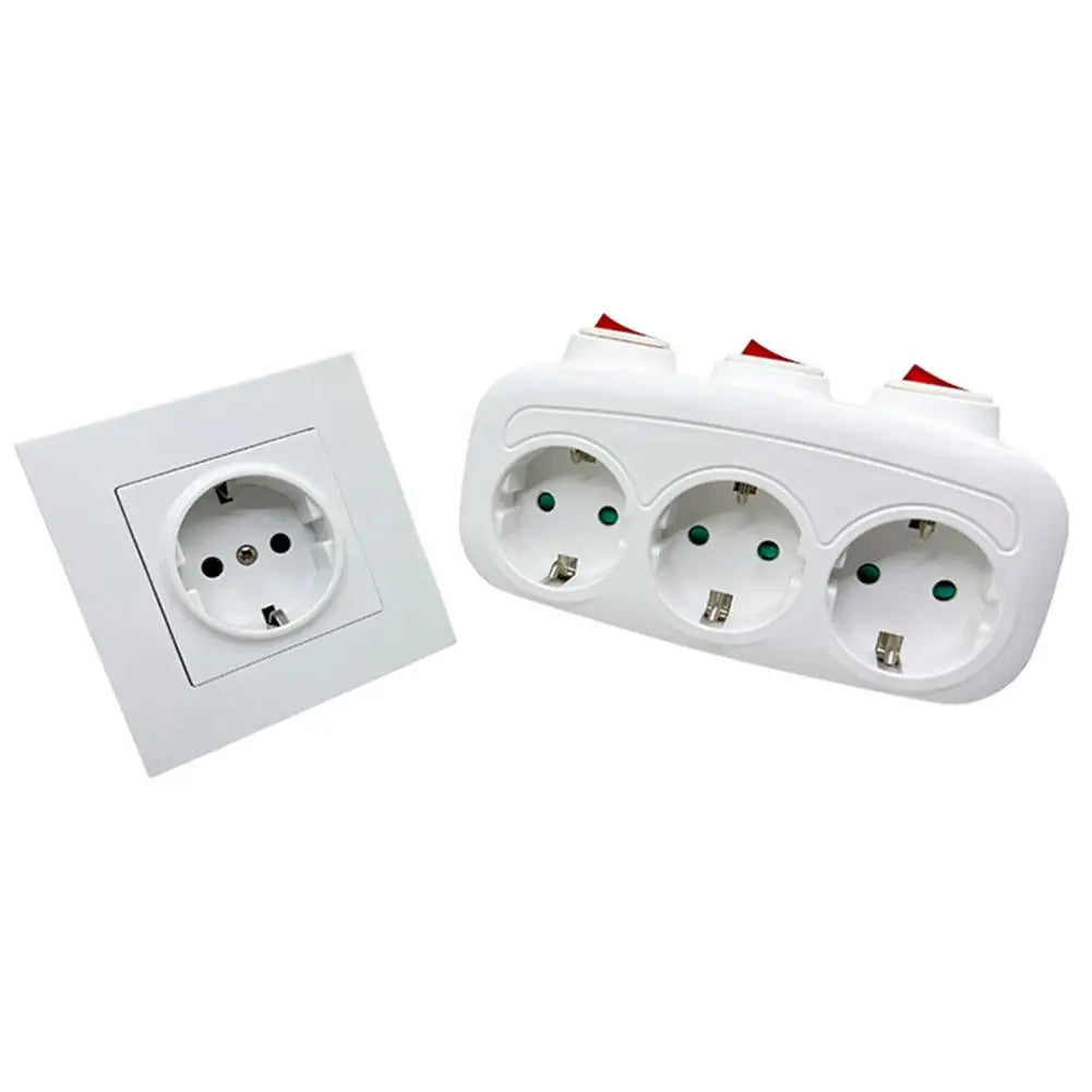 1To3 EU Extension Socket With Switch ON/OFF Electrical Plug European Standard Russia Spain Ukraine Korea Power Converter Socket