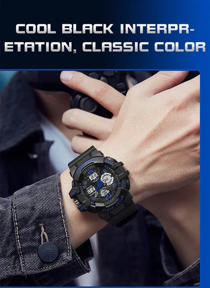 SANDA 3168 White Sport Watch  LED Digital 50M Waterproof Watch Men Multifunction Clock Relogio Masculino Men Military Watches