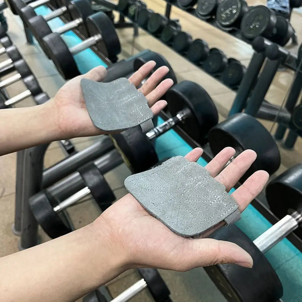 1PCS/ 1 Pair Cowhide Leather Weight Lifting Training Gloves Fitness Sports Gymnastics Grips Pull Ups Workout Anti-Slip Palm Pad