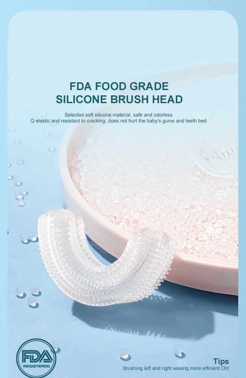 Children U-shaped Electric Toothbrush 360 Degrees Smart Cartoon Kids silicone Toothbrush Automatic Rechargeable Sonic Toothbrush