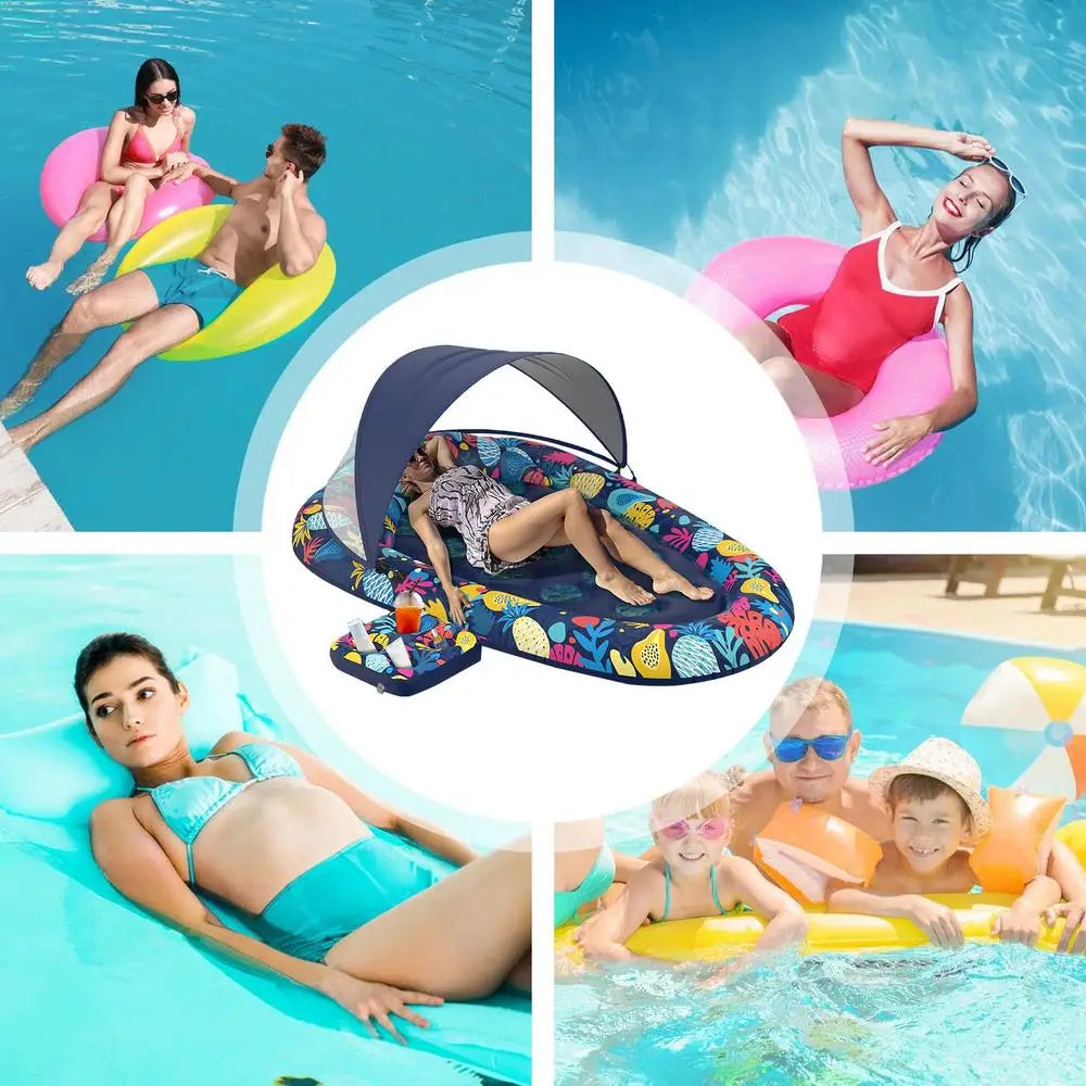 PVC Inflatable Pool Floating Lounger With Drink Holder Water Lounger Adult Water Sports Surfboard Air Bed Water Sofa Bed