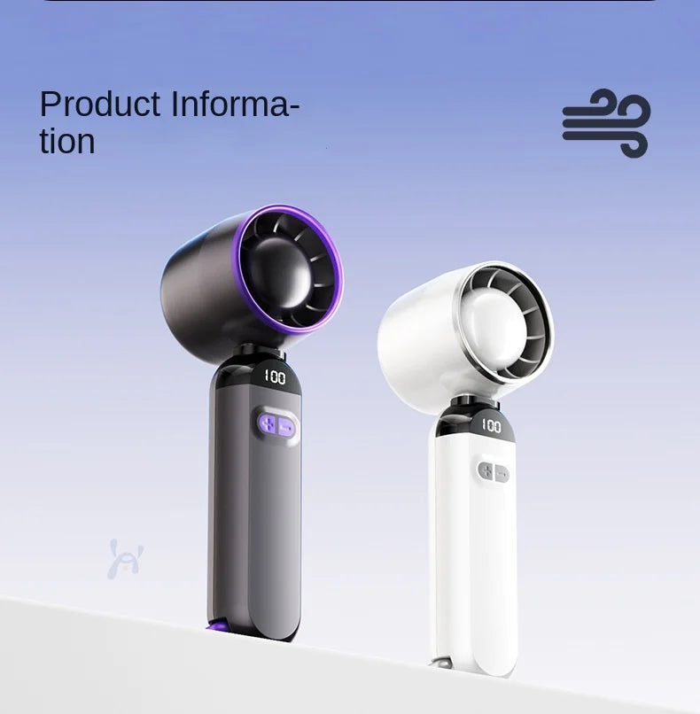2025 Turbo Handheld Fan - 100-Speed Adjustable & 165g Ultra-Light, Foldable Portable Cooling w/ Lanyard for Outdoor Travel
