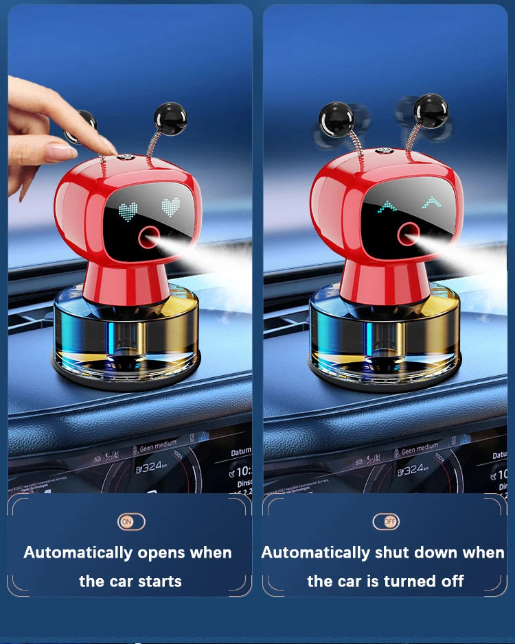 Smart Car Air Freshener AI Rechargeable Car Aroma Diffuser Smart eyes 4 Levels of Adjustable Intelligent Car Diffuser Gift