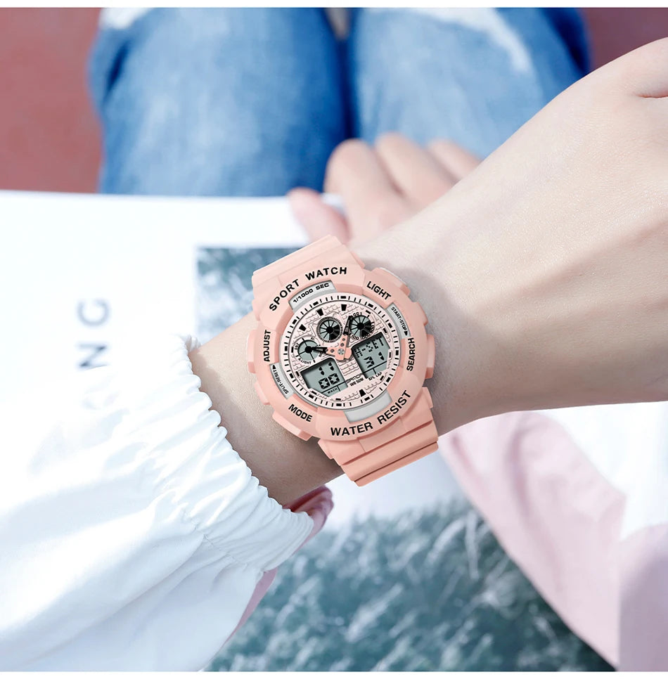 Sport Watch Men Luxury Double Time Electrconi Watches Women's Wristwatch Fashion Shockproof Stopwatch Military Sports Clock