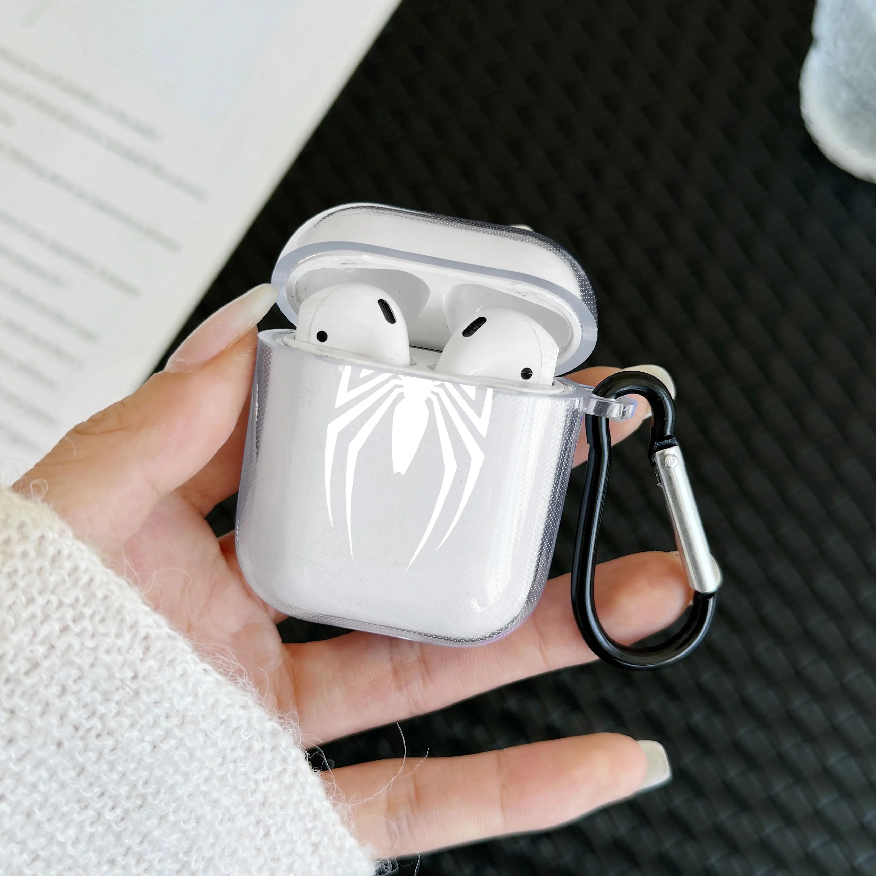 Transparent Spider Headphone Case For Airpods Pro 2 TPU Soft Cover For AirPods 1 2 3 4 Pro Rose Red Headphone Protective Case