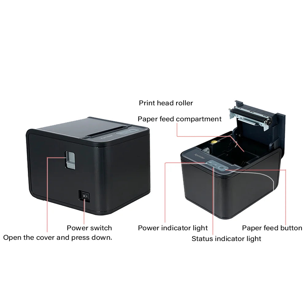 thermal printer is register (receipt) ticket printer hotels,supermarkets, catering.cash drawers,cash registers,computers