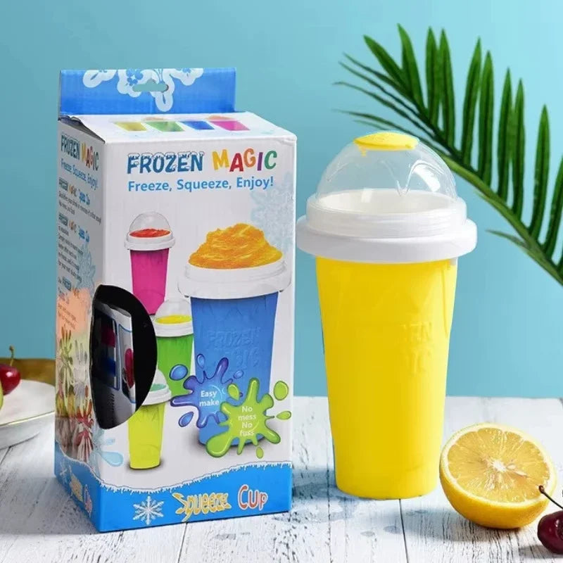 Quickly Make Smoothie Cups Large Capacity Homemade Smoothies Juice Ice Cream Milkshake Squeeze Bottle Cooling Cup with Spoon