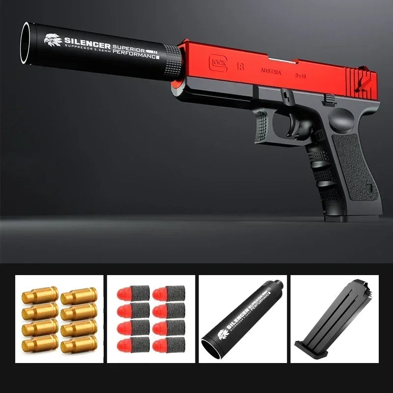 Mechanical Automatic Desert Eagle Toy Guns Shell Ejection Airsoft Pistol Continuous Firing Soft Bullet for Children Shooting
