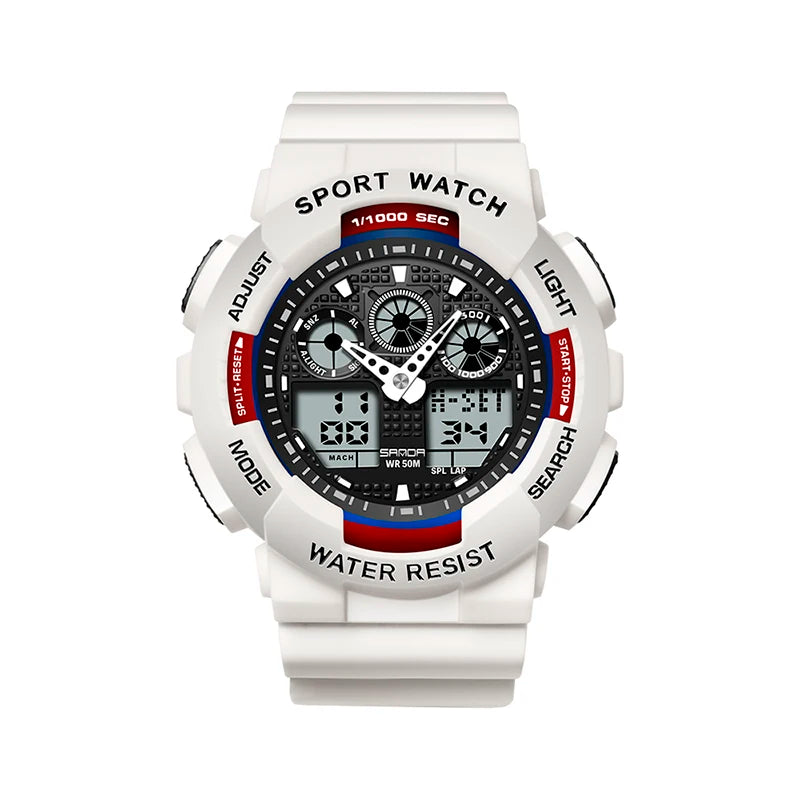 SANDA Multifunctional Sports Watch Waterproof Luminous Dual Movement Quartz Electronic Watch Fashion Couple Watch for Men Women