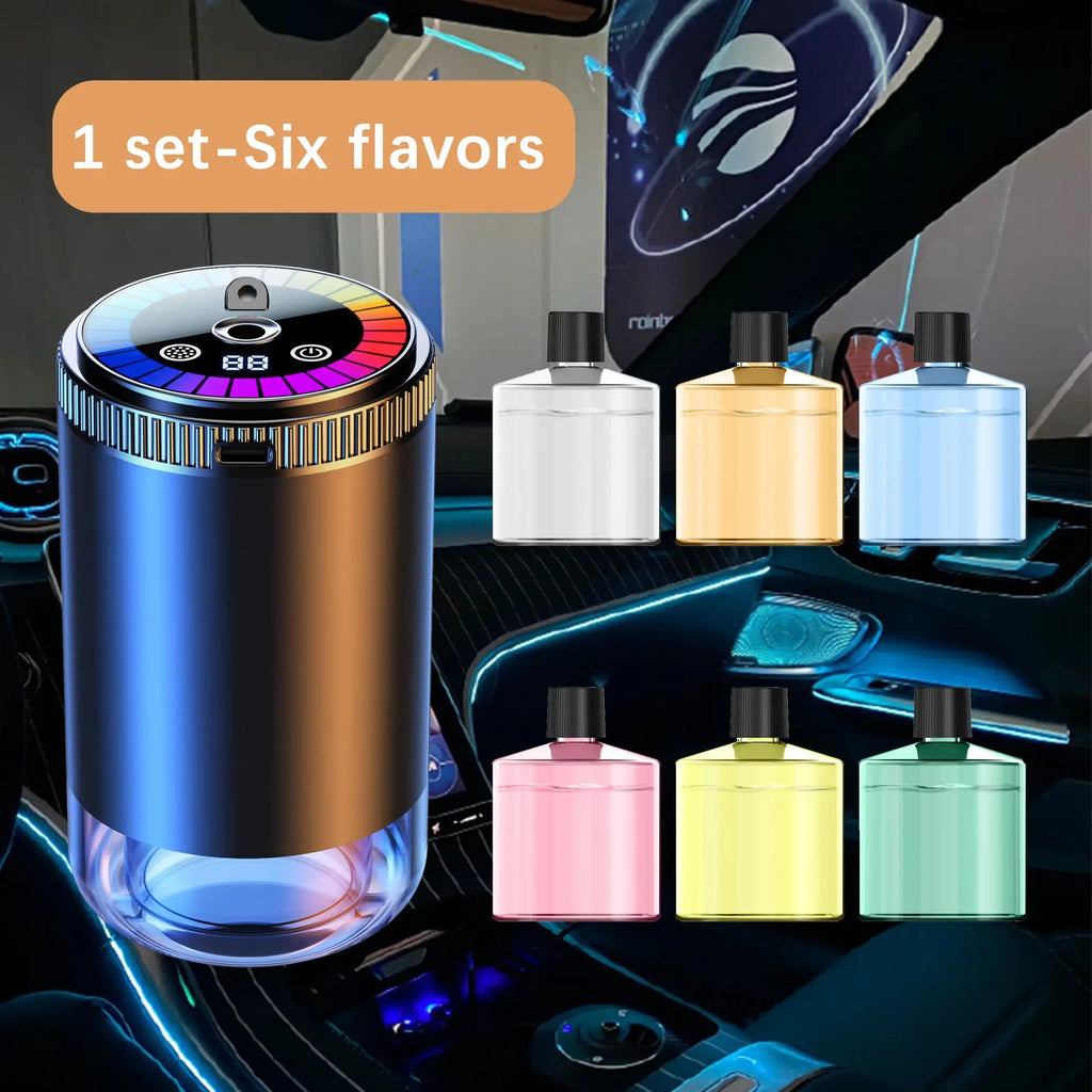 Smart Car Air Freshener Rechargeable Aroma Diffuser 5 Levels of Adjustable Intelligent  Diffuser Pickup Light Starry Sky Summit
